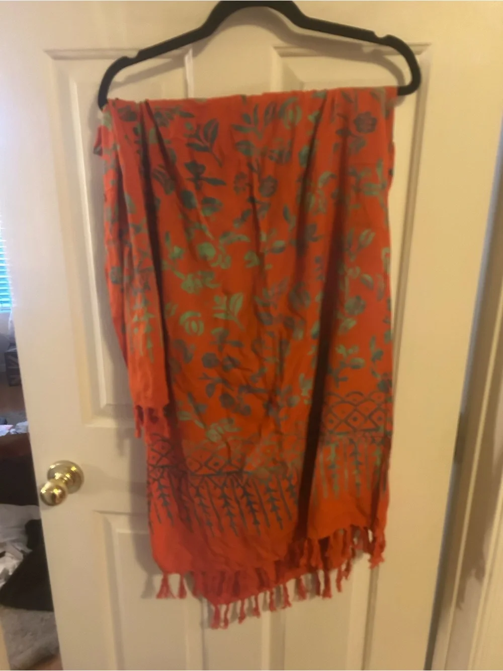 Women’s Floral Orange & Teal Lightweight Scarf Wrap